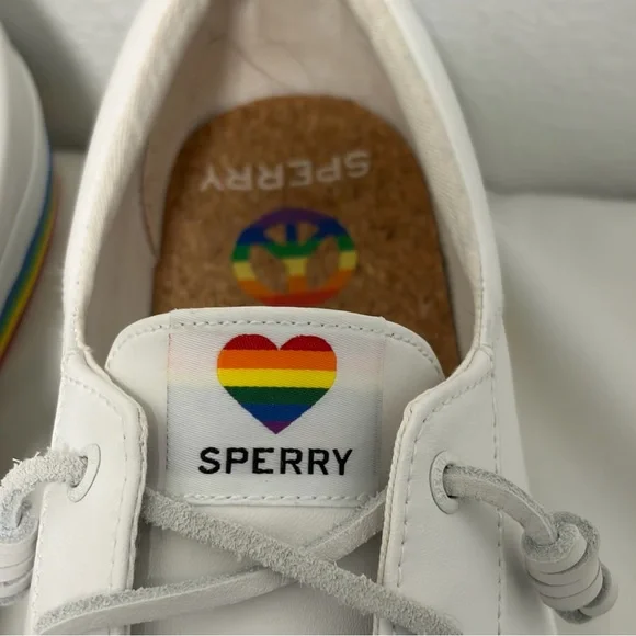 Sperry Crest Vibe Pride Collection Leather Sneakers - Worn 1x - Women’s 10 - Picture 8 of 11